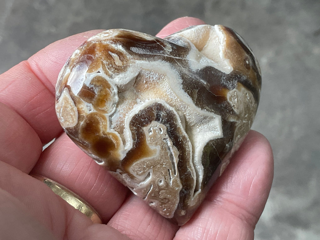 68g Chocolate Calcite/Aragonite Heart 2B