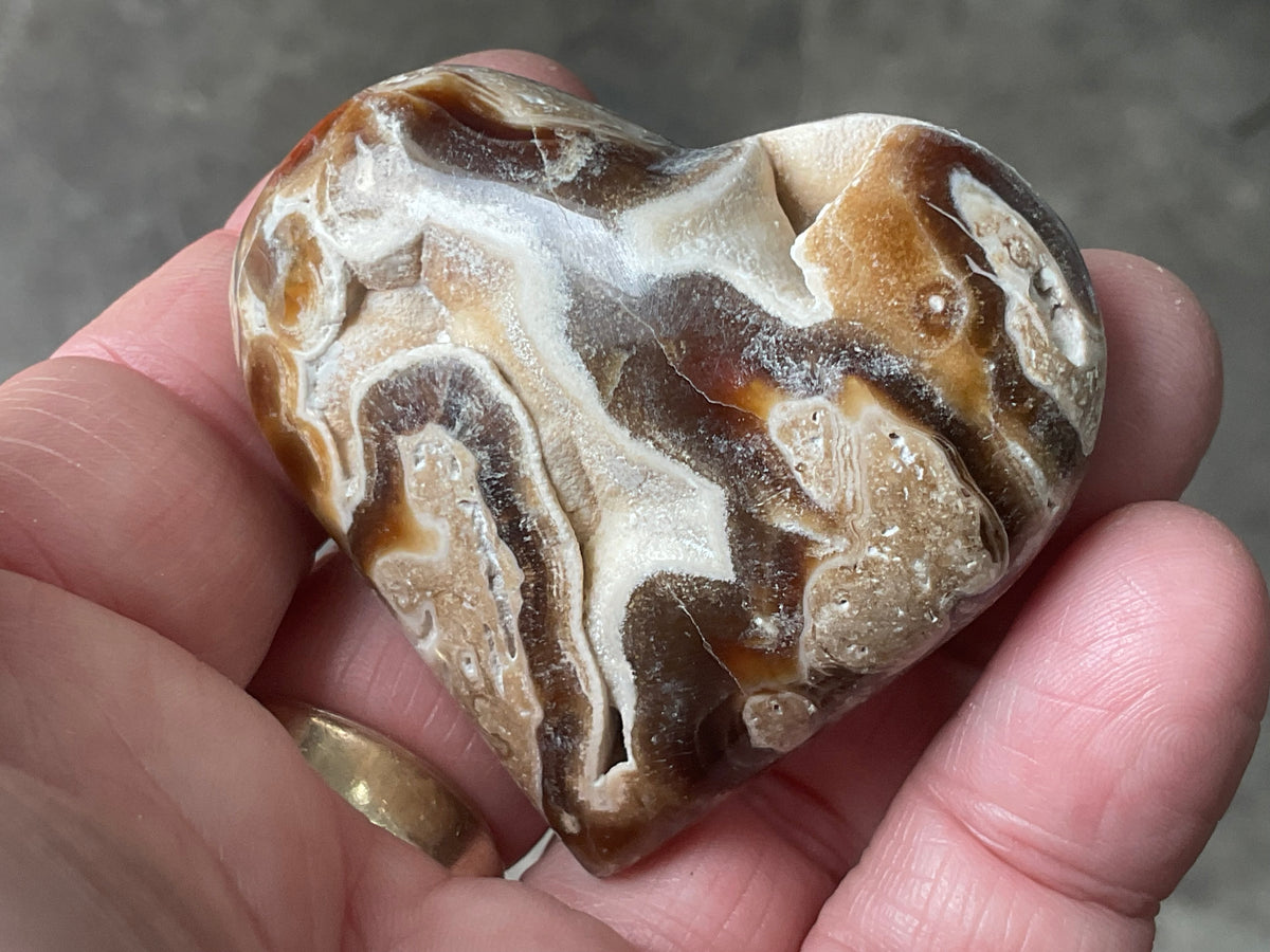 68g Chocolate Calcite/Aragonite Heart 2B