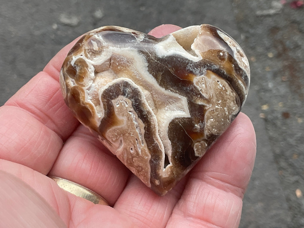 68g Chocolate Calcite/Aragonite Heart 2B