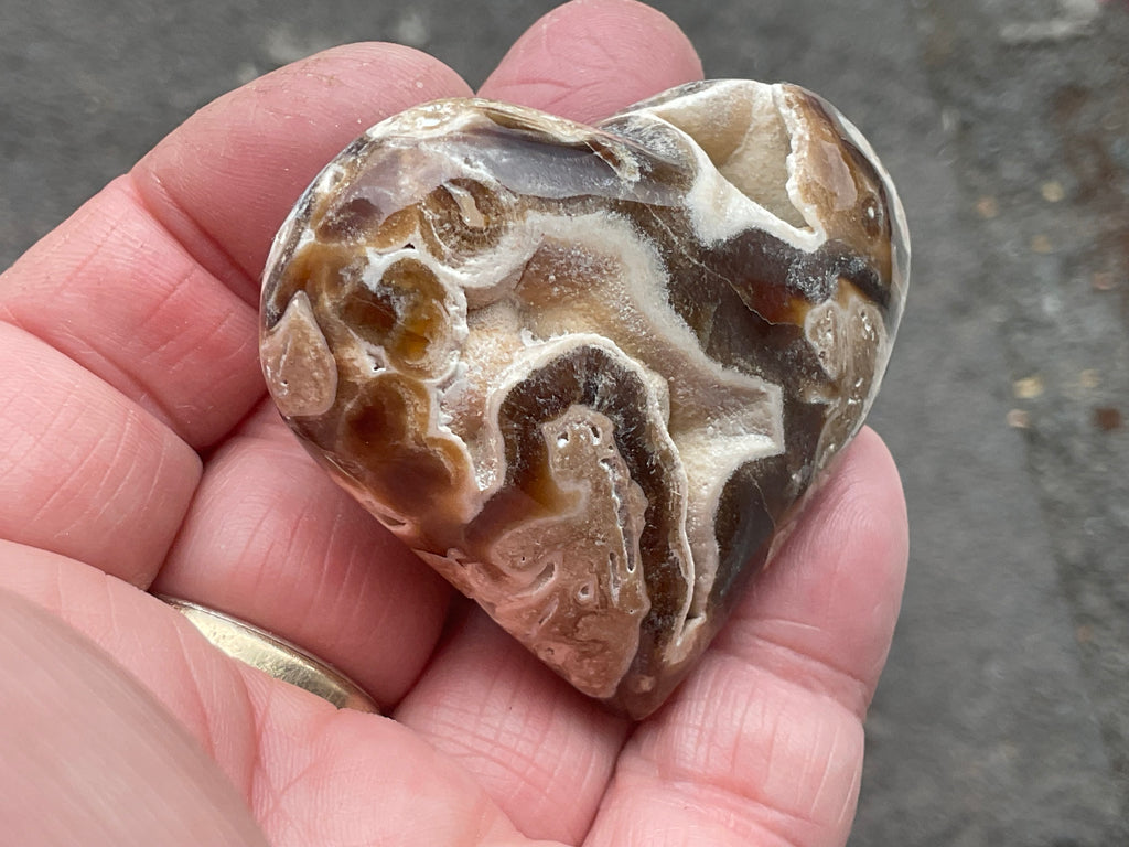 68g Chocolate Calcite/Aragonite Heart 2B