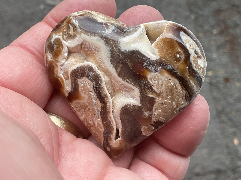 68g Chocolate Calcite/Aragonite Heart 2B