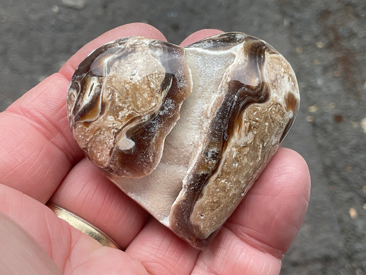 68g Chocolate Calcite/Aragonite Heart 2B