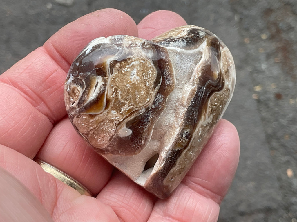 68g Chocolate Calcite/Aragonite Heart 2B