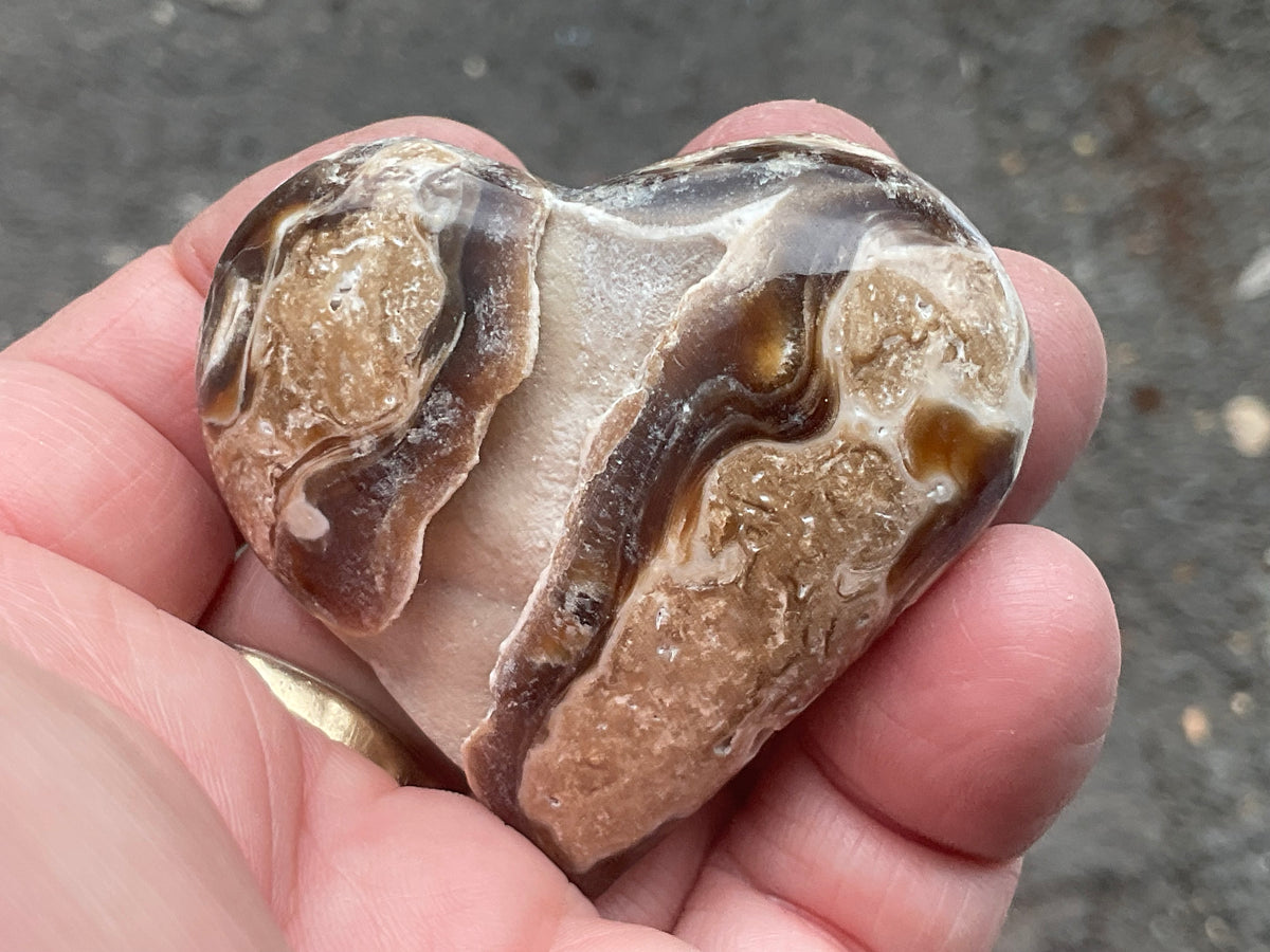 68g Chocolate Calcite/Aragonite Heart 2B