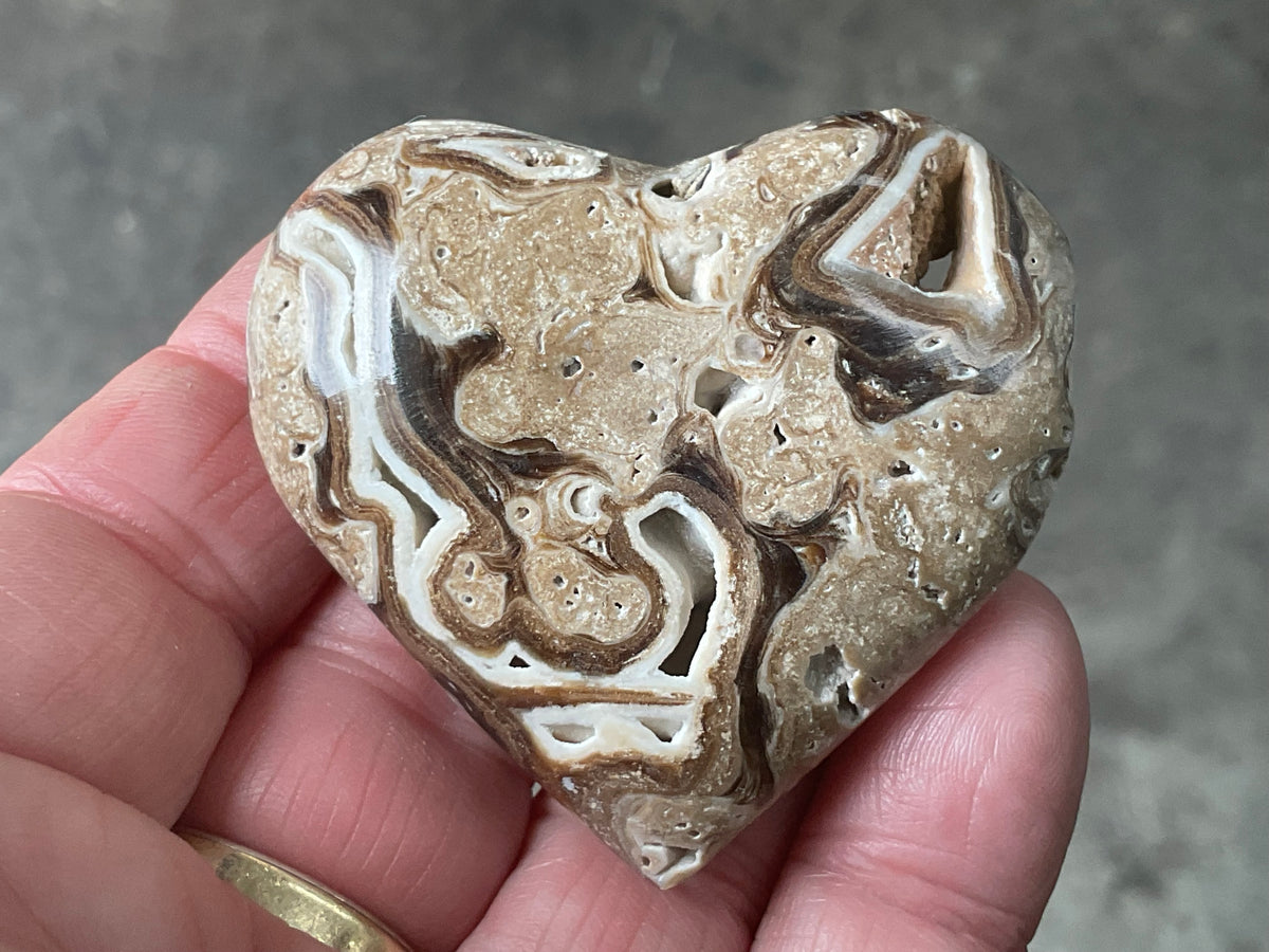 63g Chocolate Calcite/Aragonite Heart 2C