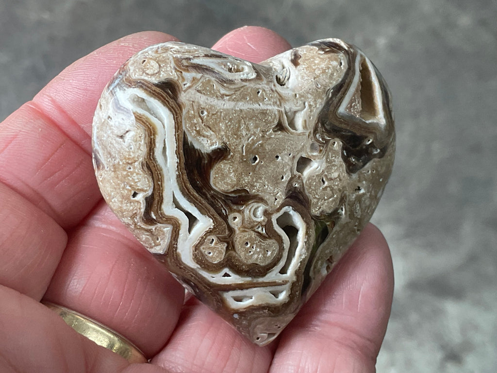 63g Chocolate Calcite/Aragonite Heart 2C