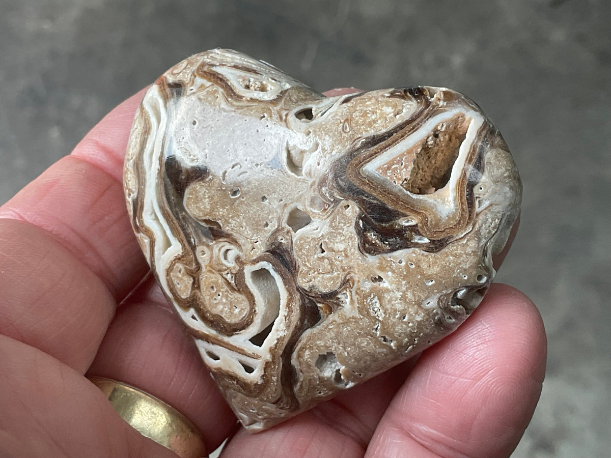 63g Chocolate Calcite/Aragonite Heart 2C
