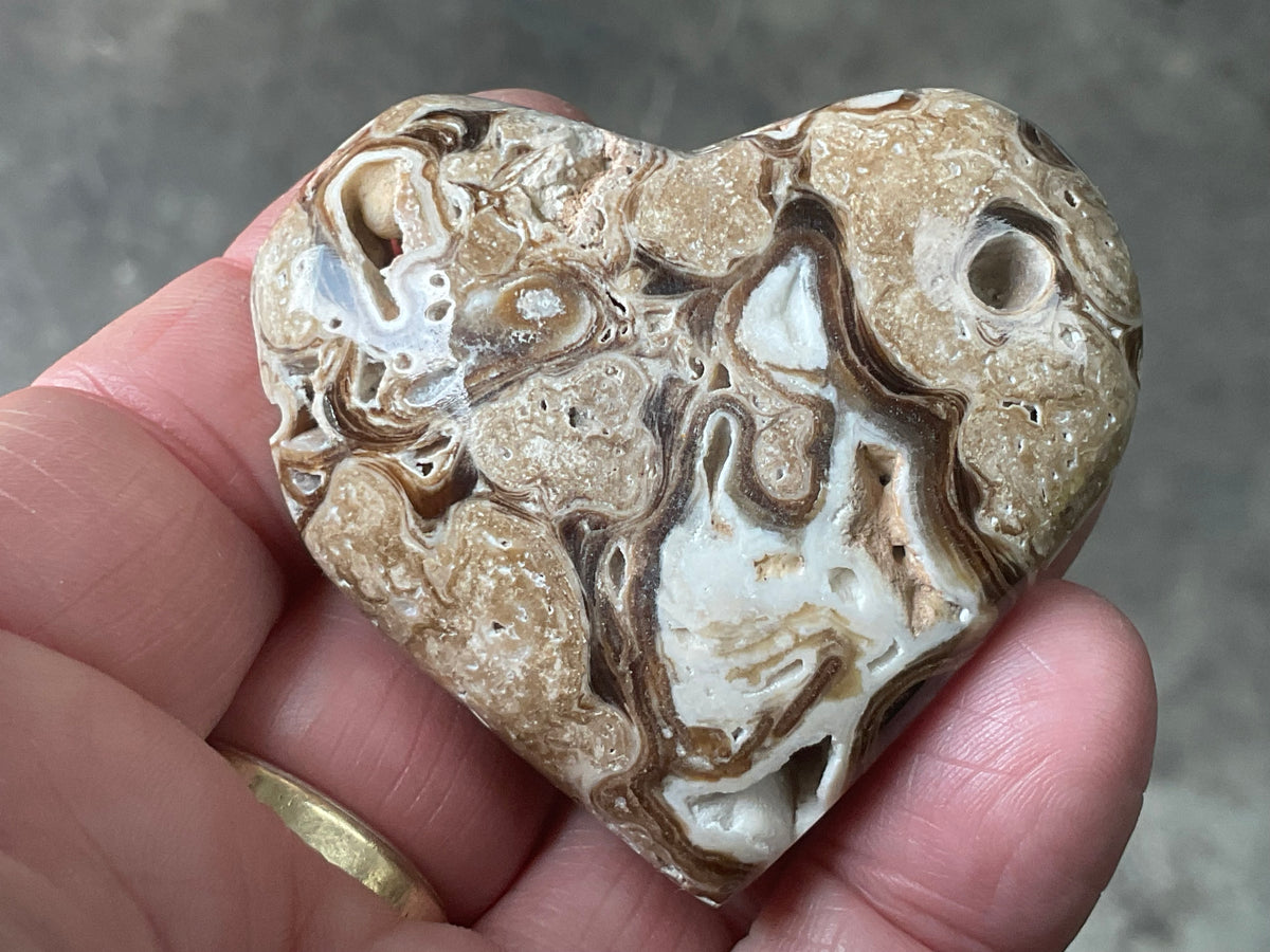 63g Chocolate Calcite/Aragonite Heart 2C