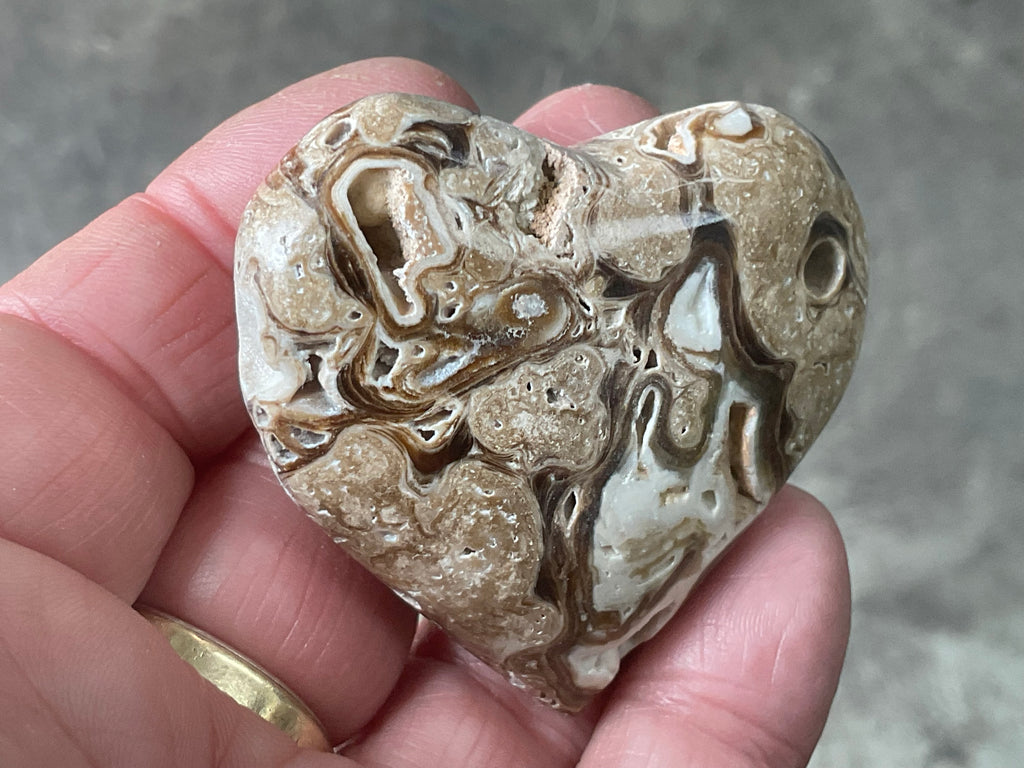 63g Chocolate Calcite/Aragonite Heart 2C