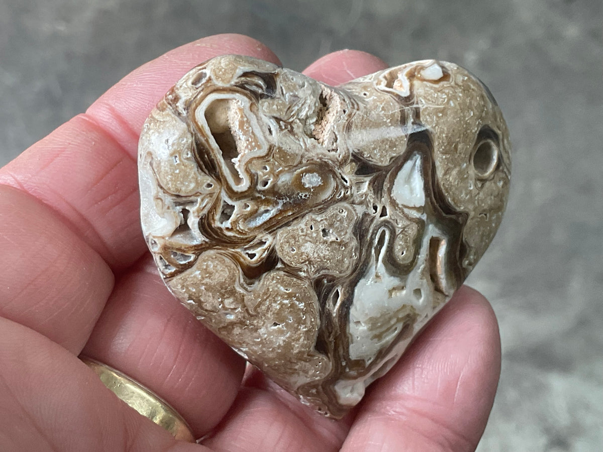 63g Chocolate Calcite/Aragonite Heart 2C