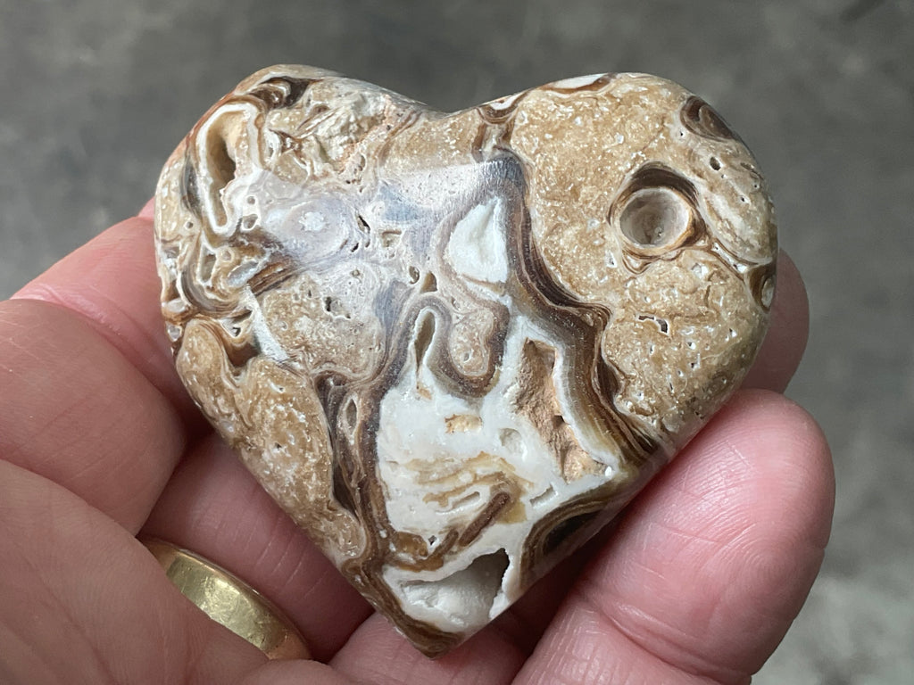 63g Chocolate Calcite/Aragonite Heart 2C
