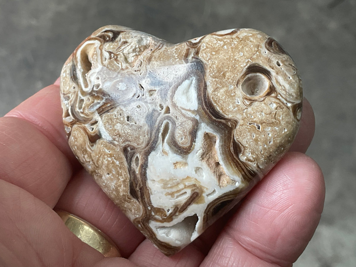 63g Chocolate Calcite/Aragonite Heart 2C