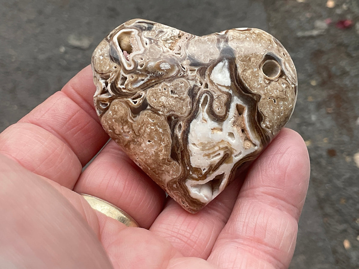 63g Chocolate Calcite/Aragonite Heart 2C