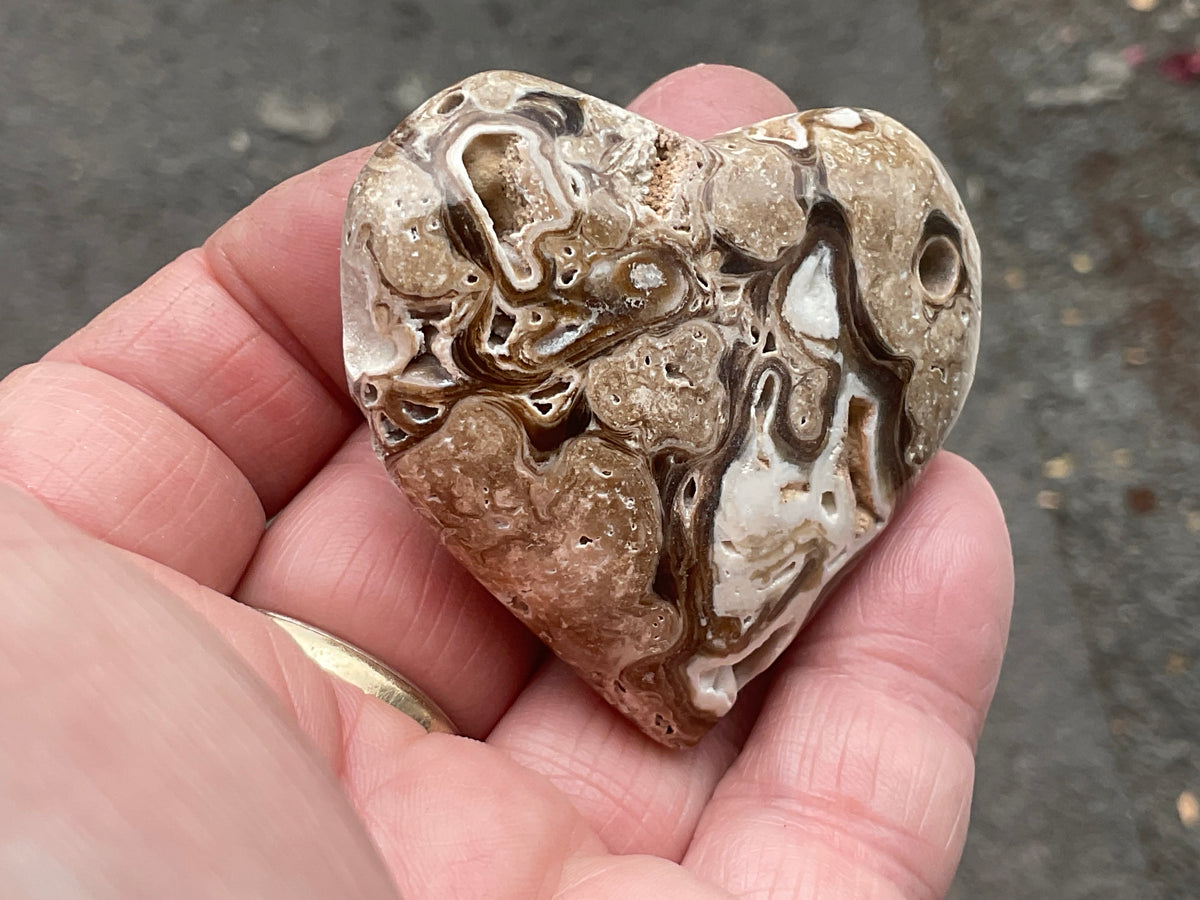63g Chocolate Calcite/Aragonite Heart 2C
