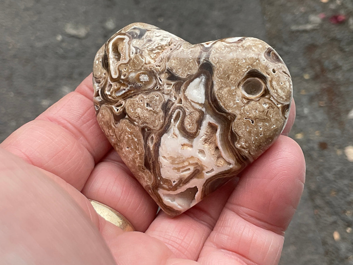 63g Chocolate Calcite/Aragonite Heart 2C