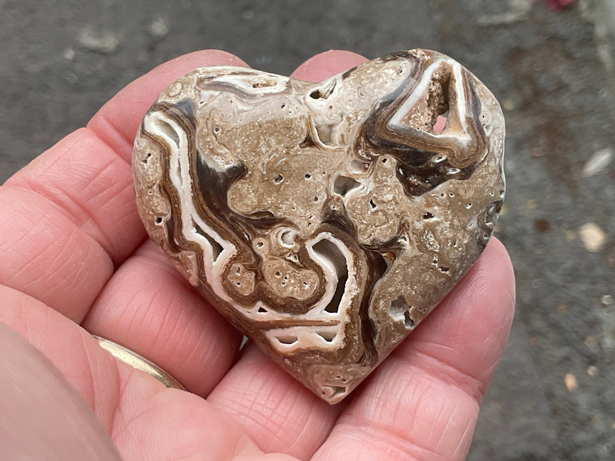 63g Chocolate Calcite/Aragonite Heart 2C