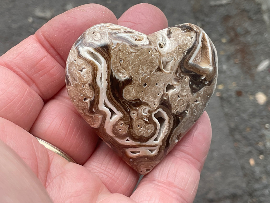 63g Chocolate Calcite/Aragonite Heart 2C