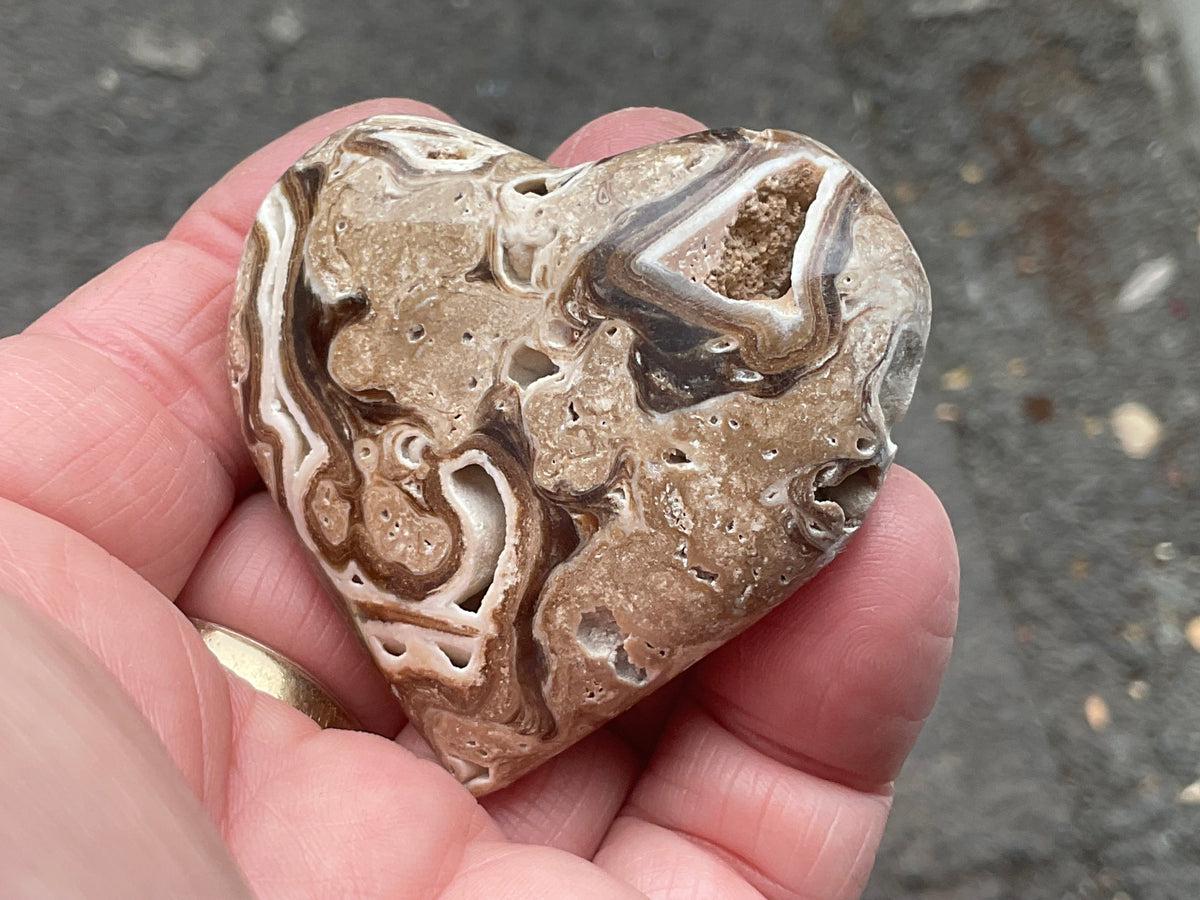 63g Chocolate Calcite/Aragonite Heart 2C