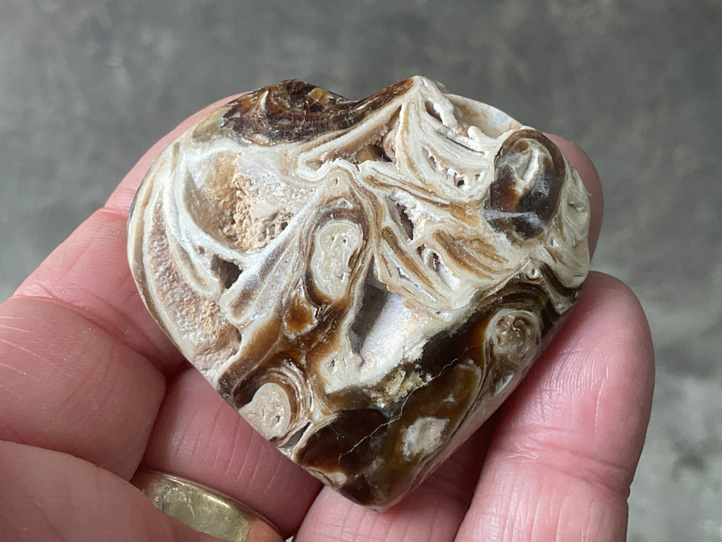 66g Chocolate Calcite/Aragonite Heart 3A