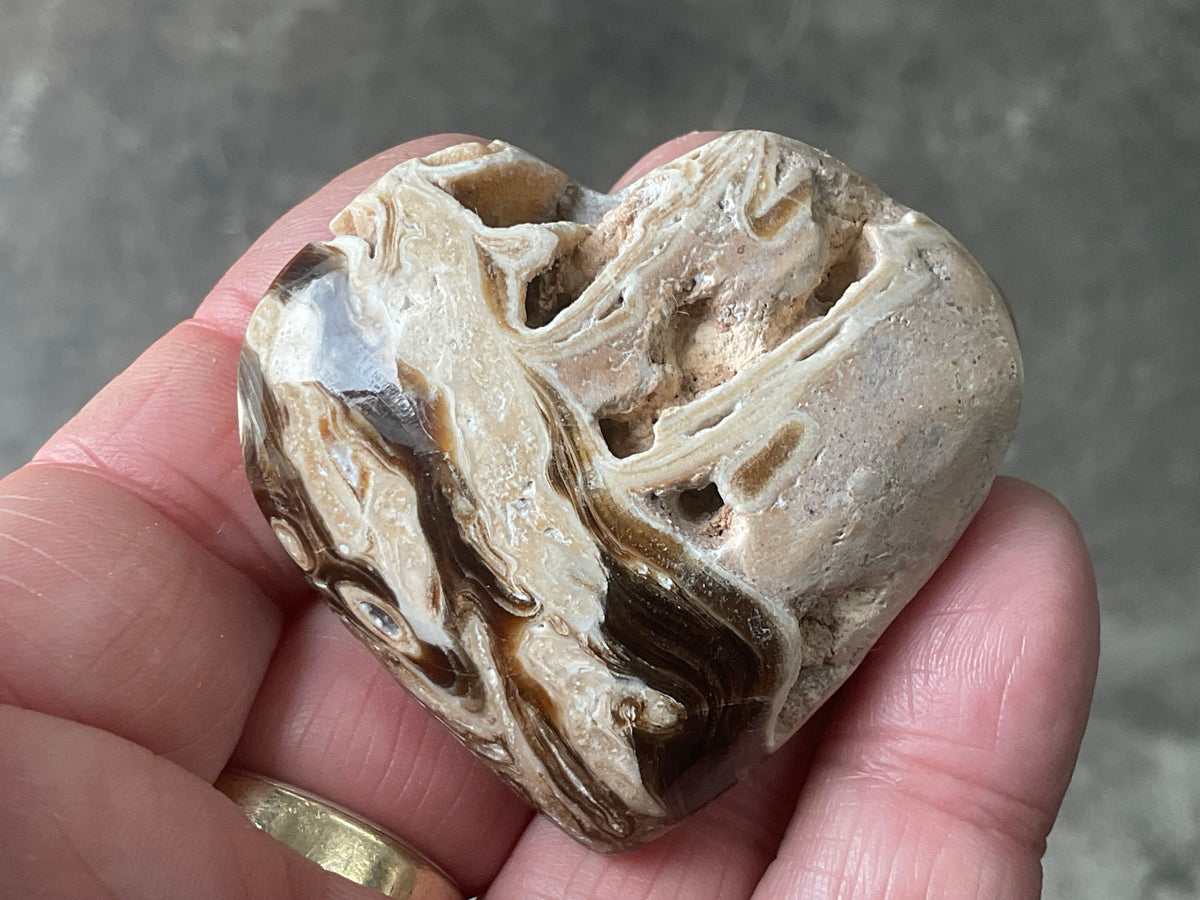 66g Chocolate Calcite/Aragonite Heart 3A