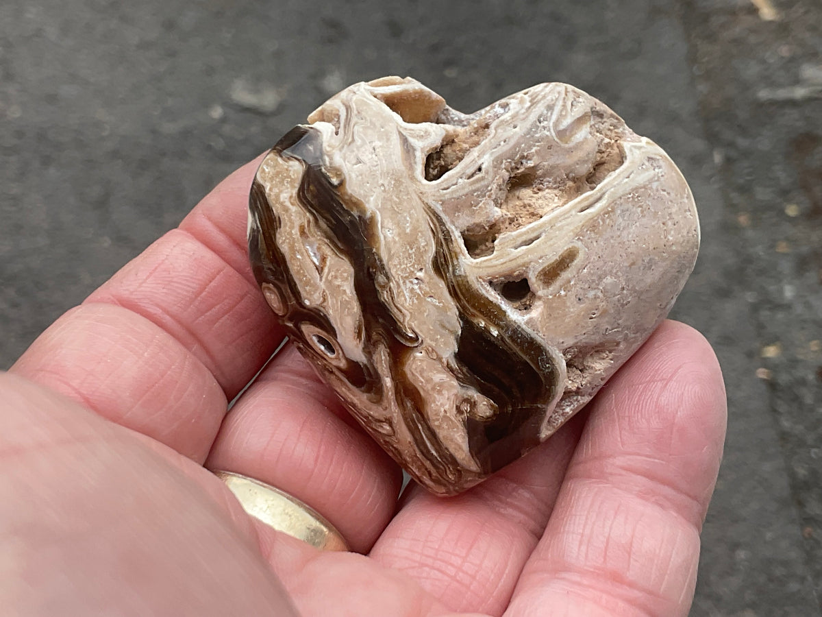 66g Chocolate Calcite/Aragonite Heart 3A