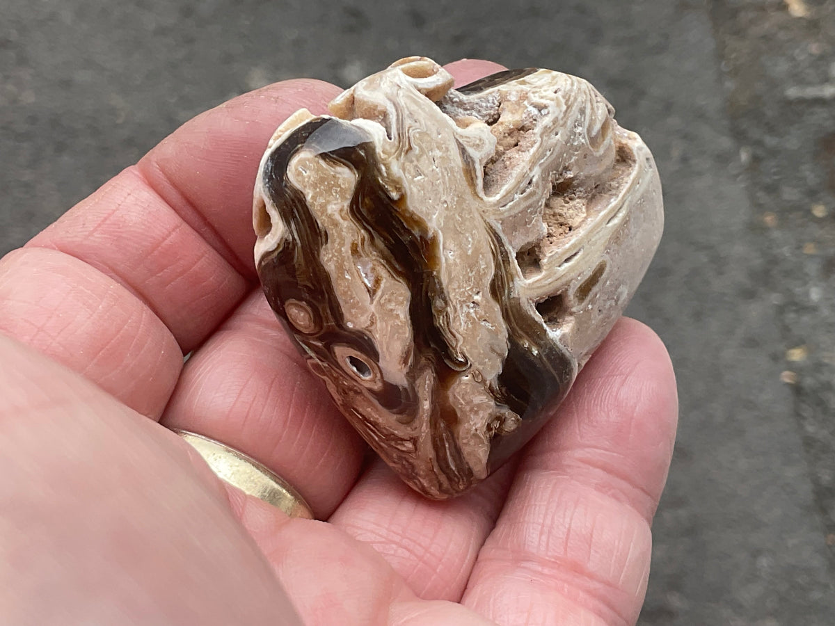 66g Chocolate Calcite/Aragonite Heart 3A