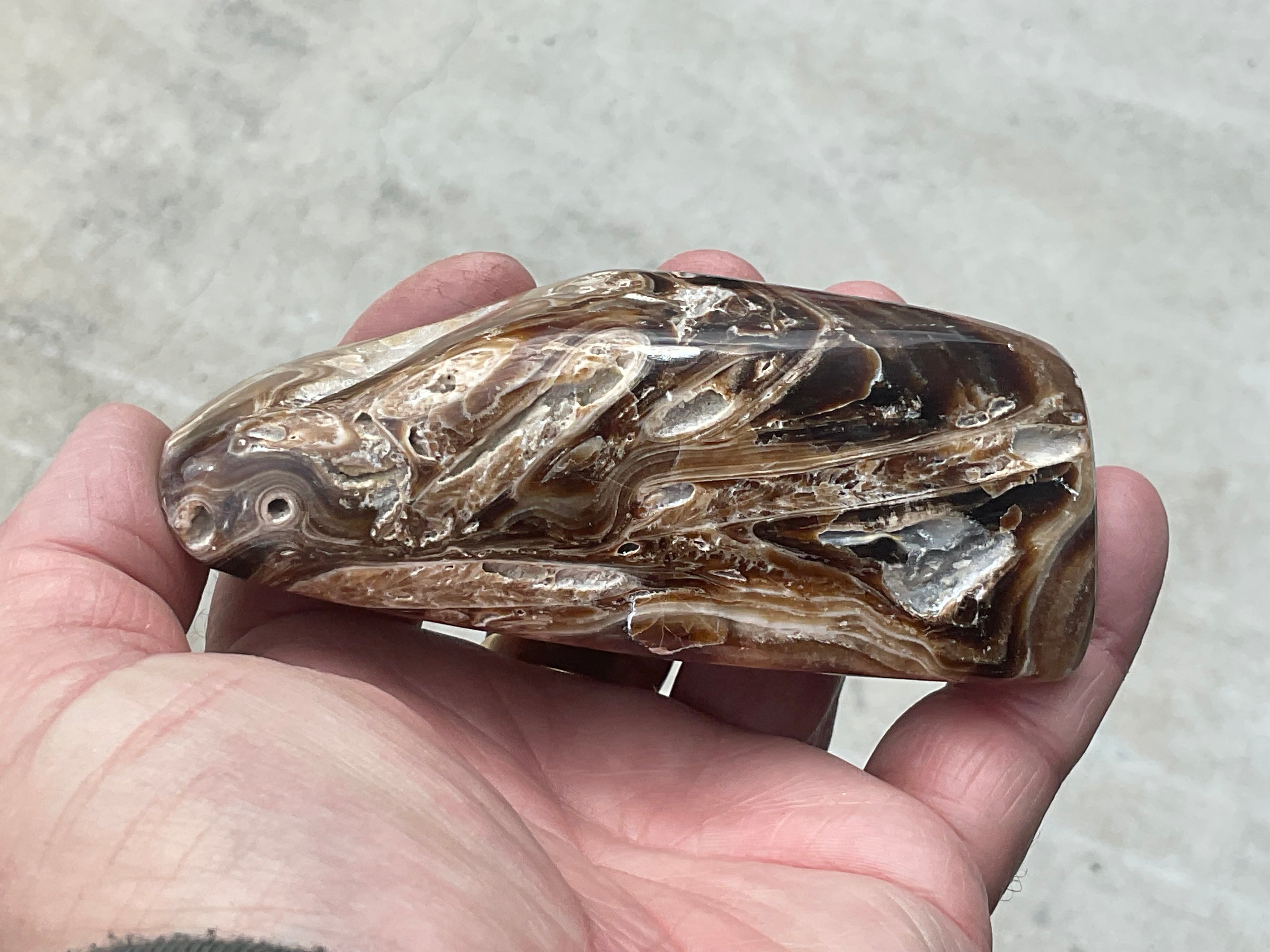 229g Chocolate Calcite/Aragonite Freeform D