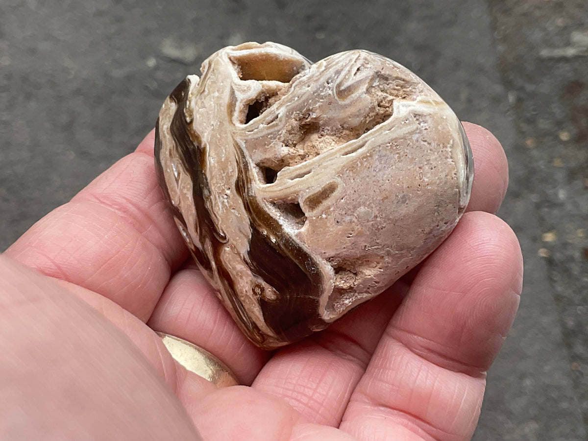 66g Chocolate Calcite/Aragonite Heart 3A