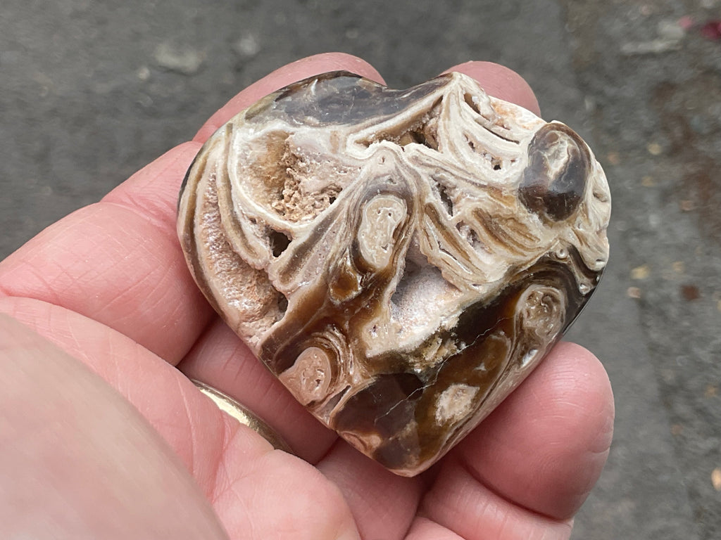 66g Chocolate Calcite/Aragonite Heart 3A