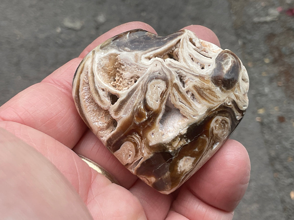 66g Chocolate Calcite/Aragonite Heart 3A