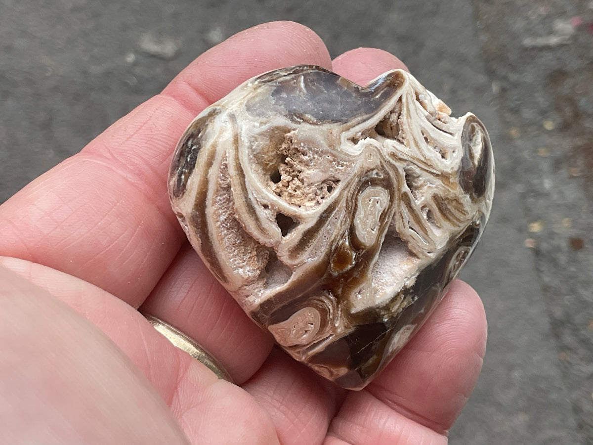 66g Chocolate Calcite/Aragonite Heart 3A