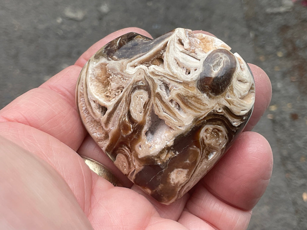 66g Chocolate Calcite/Aragonite Heart 3A