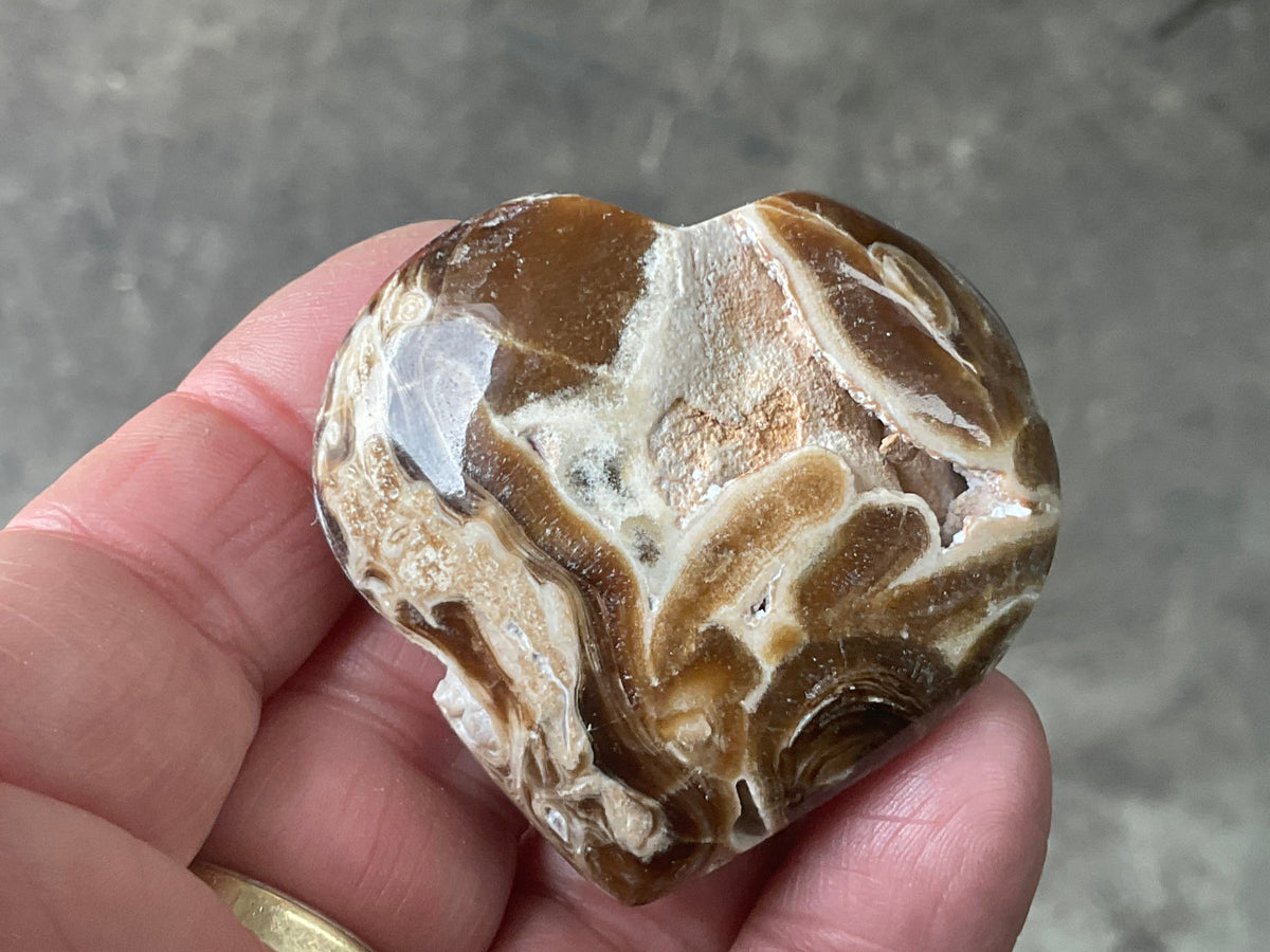 55g Chocolate Calcite/Aragonite Heart 5B