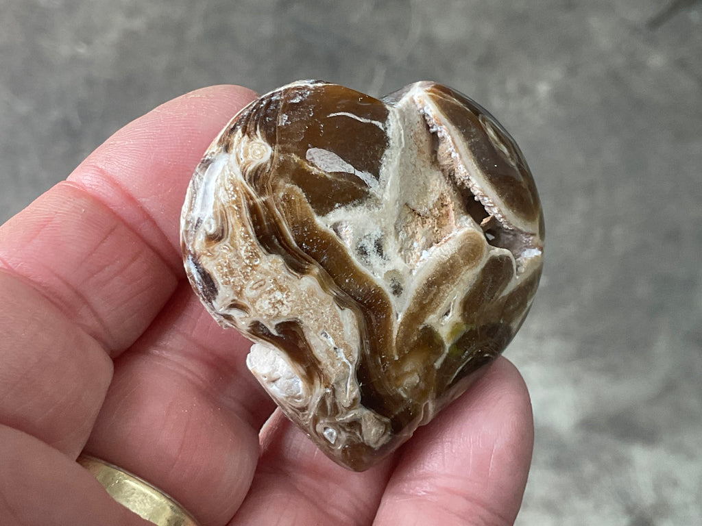 55g Chocolate Calcite/Aragonite Heart 5B