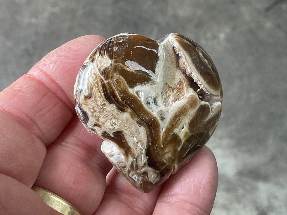 55g Chocolate Calcite/Aragonite Heart 5B