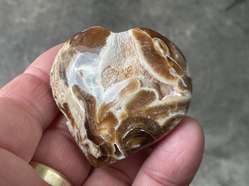 55g Chocolate Calcite/Aragonite Heart 5B