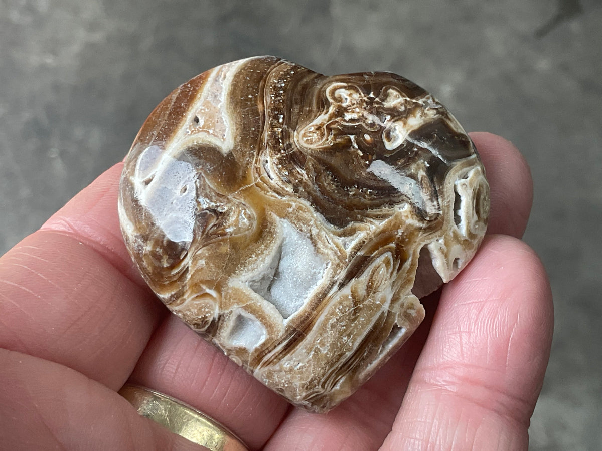 55g Chocolate Calcite/Aragonite Heart 5B