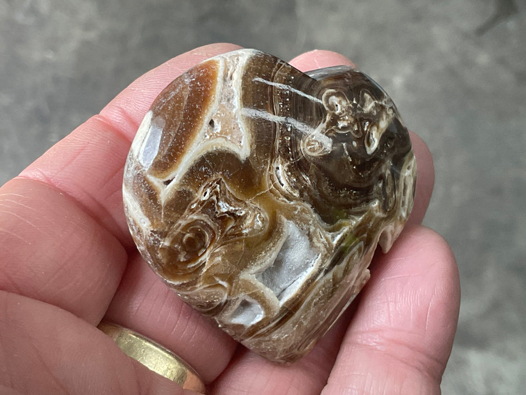 55g Chocolate Calcite/Aragonite Heart 5B