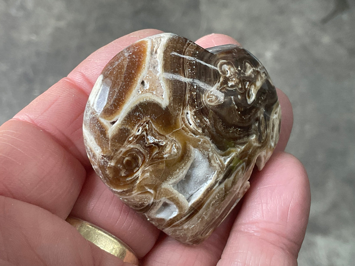 55g Chocolate Calcite/Aragonite Heart 5B