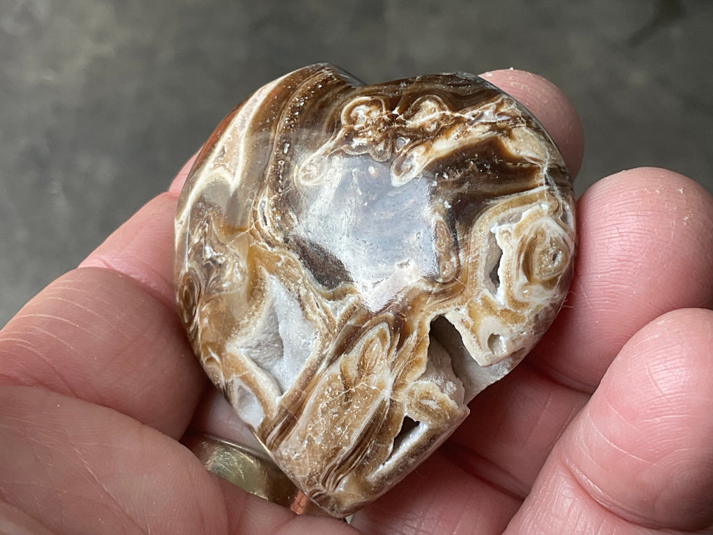 55g Chocolate Calcite/Aragonite Heart 5B