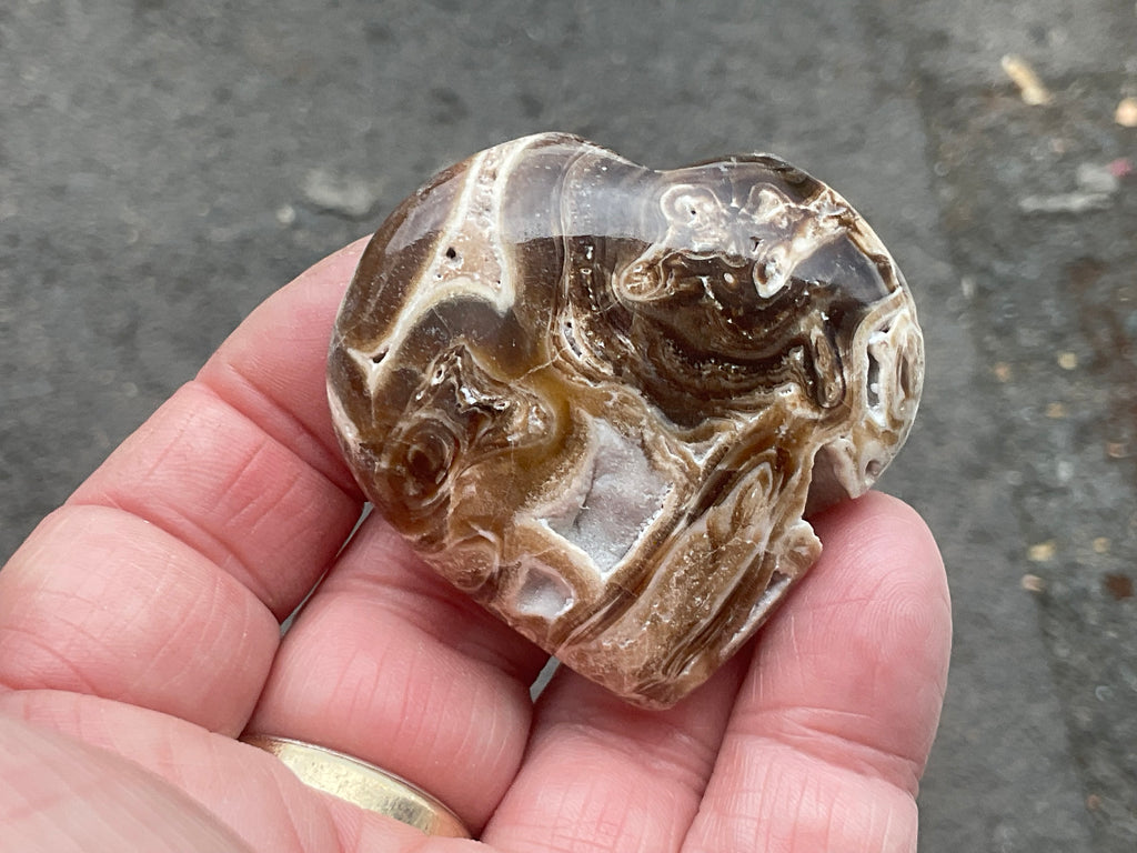 55g Chocolate Calcite/Aragonite Heart 5B
