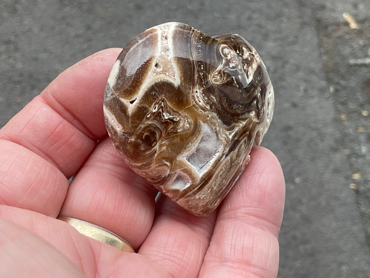 55g Chocolate Calcite/Aragonite Heart 5B