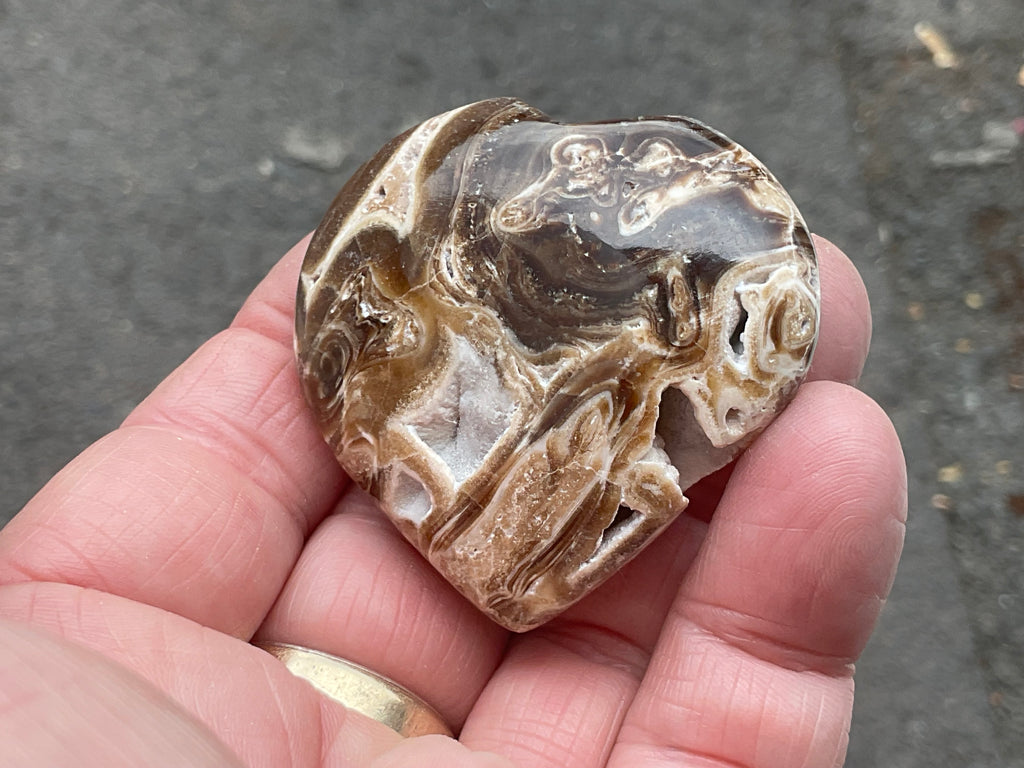 55g Chocolate Calcite/Aragonite Heart 5B