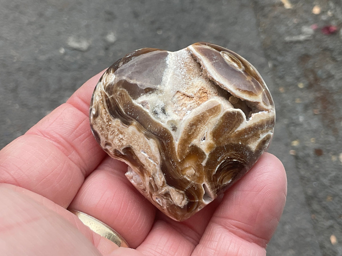 55g Chocolate Calcite/Aragonite Heart 5B