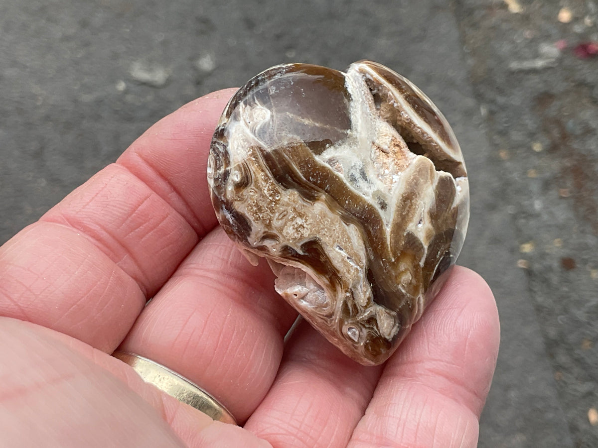 55g Chocolate Calcite/Aragonite Heart 5B