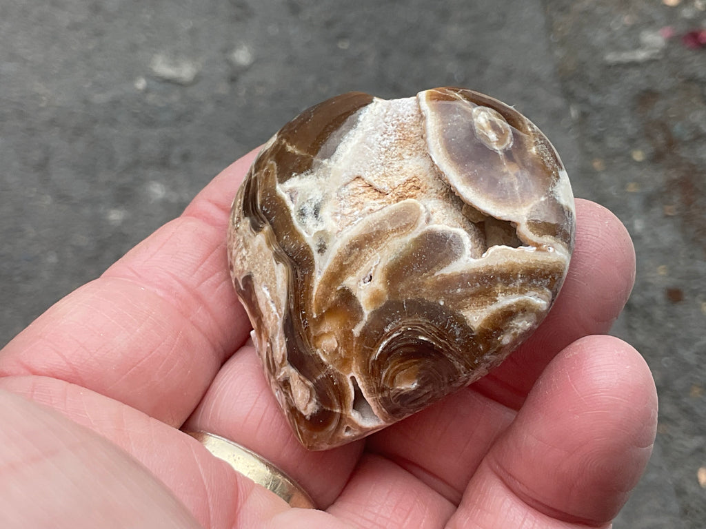 55g Chocolate Calcite/Aragonite Heart 5B