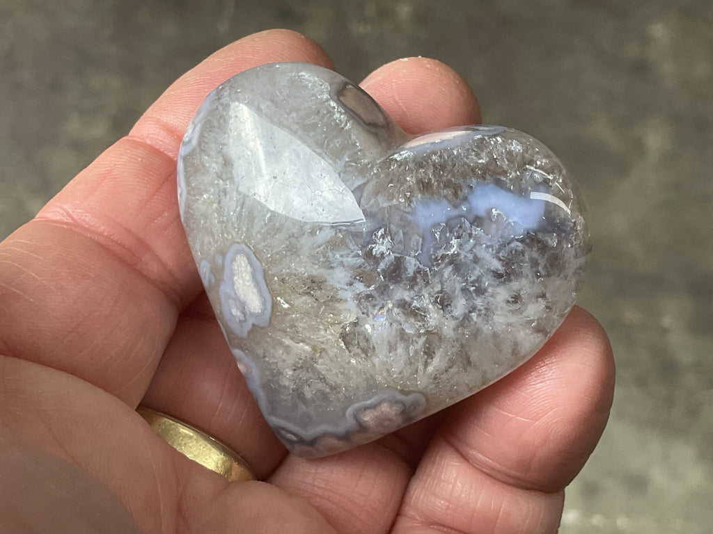 62g Flower Agate Heart