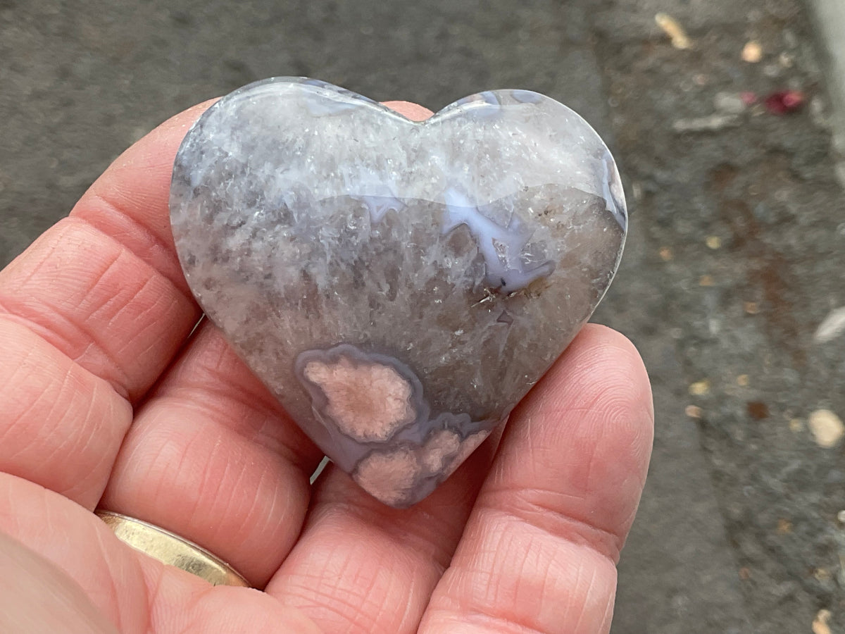 62g Flower Agate Heart