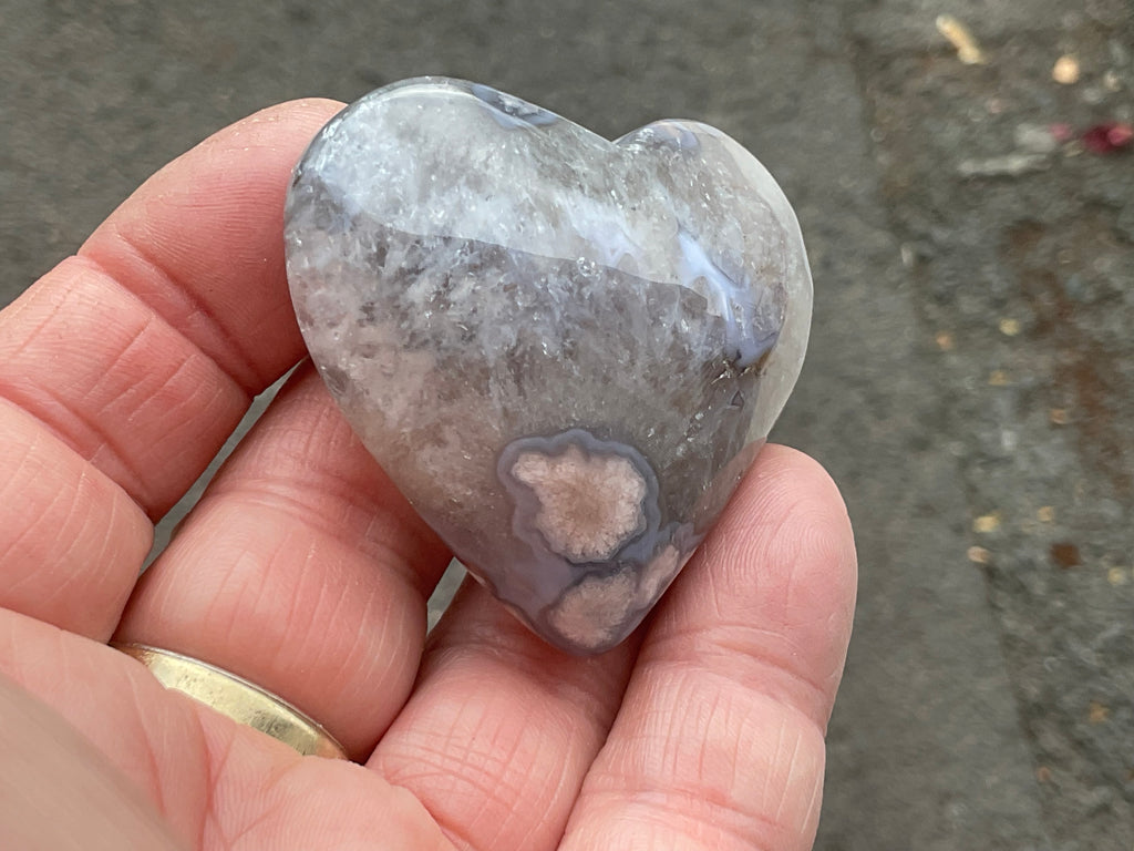62g Flower Agate Heart