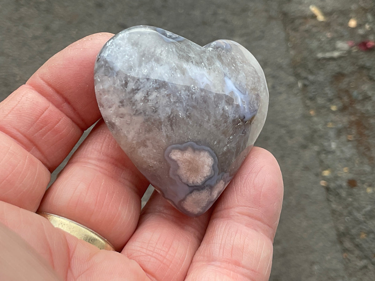 62g Flower Agate Heart